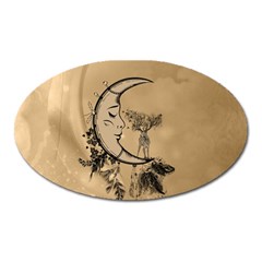 Deer On A Mooon Oval Magnet