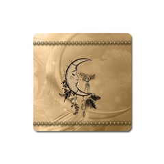 Deer On A Mooon Square Magnet by FantasyWorld7