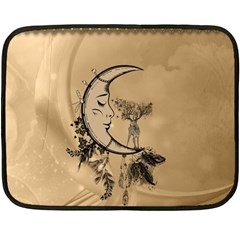 Deer On A Mooon Double Sided Fleece Blanket (mini)  by FantasyWorld7