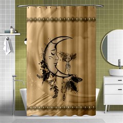 Deer On A Mooon Shower Curtain 48  X 72  (small)  by FantasyWorld7