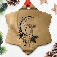 Deer On A Mooon Ornament (snowflake) by FantasyWorld7