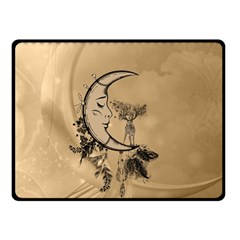 Deer On A Mooon Double Sided Fleece Blanket (small)  by FantasyWorld7