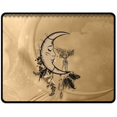 Deer On A Mooon Double Sided Fleece Blanket (medium)  by FantasyWorld7