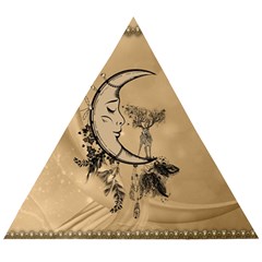 Deer On A Mooon Wooden Puzzle Triangle