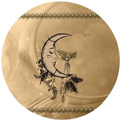 Deer On A Mooon Wooden Puzzle Round by FantasyWorld7