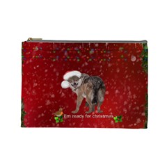 I m Ready For Christmas, Funny Wolf Cosmetic Bag (large)