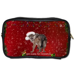 I m Ready For Christmas, Funny Wolf Toiletries Bag (two Sides) by FantasyWorld7