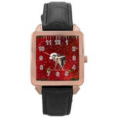 I m Ready For Christmas, Funny Wolf Rose Gold Leather Watch  by FantasyWorld7