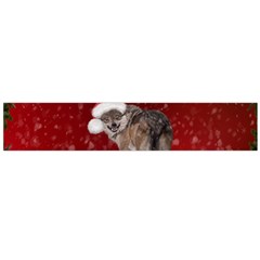 I m Ready For Christmas, Funny Wolf Large Flano Scarf  by FantasyWorld7