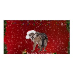 I m Ready For Christmas, Funny Wolf Satin Shawl by FantasyWorld7