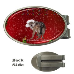 I m Ready For Christmas, Funny Wolf Money Clips (oval)  by FantasyWorld7