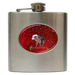 I m Ready For Christmas, Funny Wolf Hip Flask (6 Oz) by FantasyWorld7