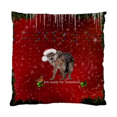 I m Ready For Christmas, Funny Wolf Standard Cushion Case (two Sides) by FantasyWorld7