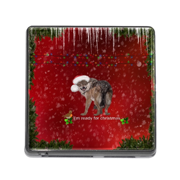 I m ready for christmas, funny wolf Memory Card Reader (Square 5 Slot)