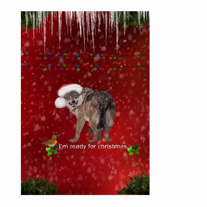 I m ready for christmas, funny wolf Large Garden Flag (Two Sides)