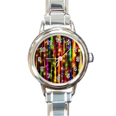 Illustrations Star Bands Wallpaper Round Italian Charm Watch by HermanTelo