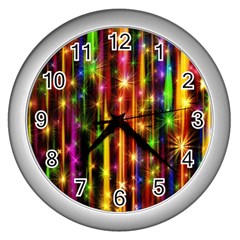 Illustrations Star Bands Wallpaper Wall Clock (silver) by HermanTelo