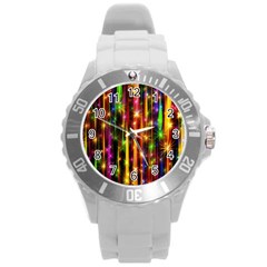 Illustrations Star Bands Wallpaper Round Plastic Sport Watch (l) by HermanTelo