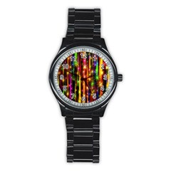 Illustrations Star Bands Wallpaper Stainless Steel Round Watch by HermanTelo