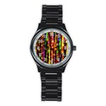 Illustrations Star Bands Wallpaper Stainless Steel Round Watch Front