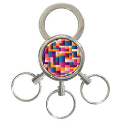 Abstract Geometry Blocks 3-ring Key Chain by Bajindul