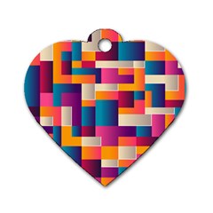 Abstract Geometry Blocks Dog Tag Heart (one Side) by Bajindul