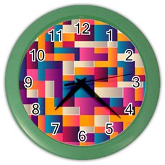 Abstract Geometry Blocks Color Wall Clock