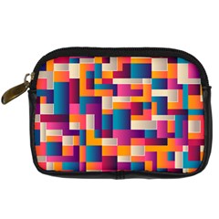 Abstract Geometry Blocks Digital Camera Leather Case by Bajindul