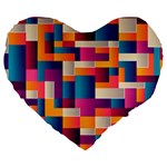 Abstract Geometry Blocks Large 19  Premium Heart Shape Cushions Front