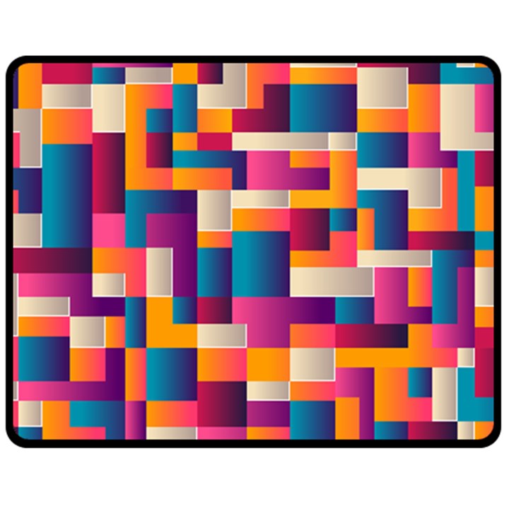 Abstract Geometry Blocks Double Sided Fleece Blanket (Medium) 