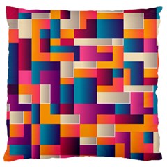 Abstract Geometry Blocks Standard Flano Cushion Case (one Side)