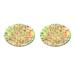 Flowers Color Colorful Watercolour Cufflinks (oval) by HermanTelo