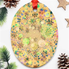 Flowers Color Colorful Watercolour Oval Ornament (two Sides)