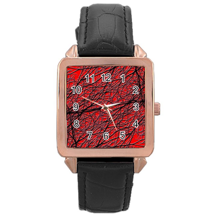 Neurons Cells Train Link Brain Rose Gold Leather Watch 