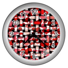 Background Red Summary Wall Clock (silver) by HermanTelo