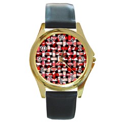 Background Red Summary Round Gold Metal Watch by HermanTelo