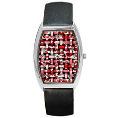 Background Red Summary Barrel Style Metal Watch by HermanTelo