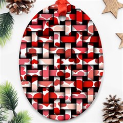 Background Red Summary Oval Ornament (two Sides)