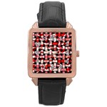 Background Red Summary Rose Gold Leather Watch  Front