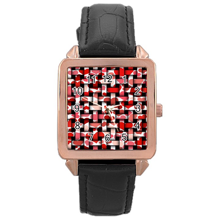 Background Red Summary Rose Gold Leather Watch 