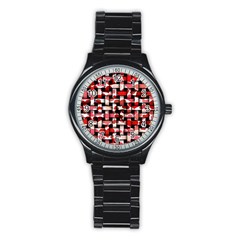 Background Red Summary Stainless Steel Round Watch by HermanTelo