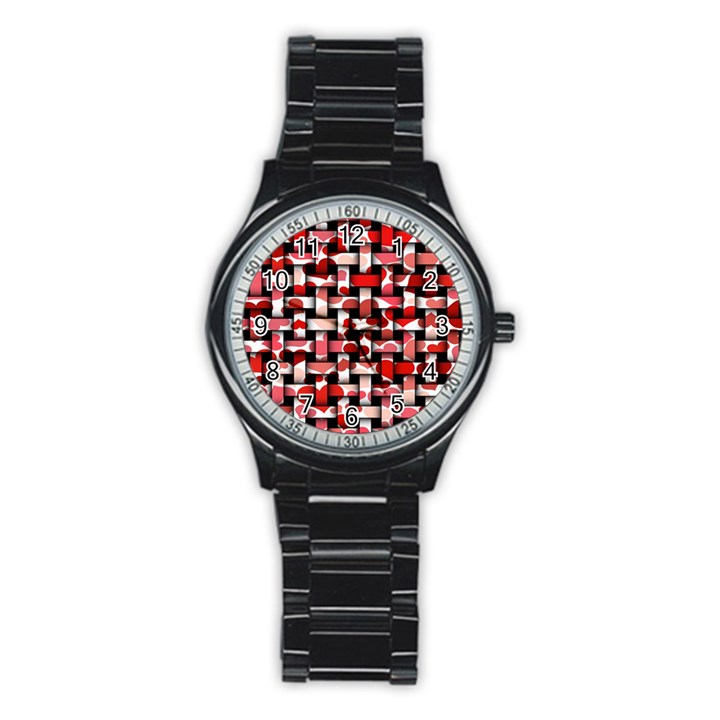 Background Red Summary Stainless Steel Round Watch