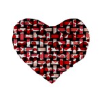 Background Red Summary Standard 16  Premium Flano Heart Shape Cushions Front