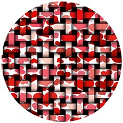 Background Red Summary Wooden Puzzle Round