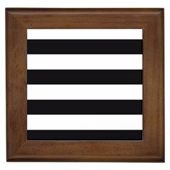 Black And White Large Stripes Goth Mime French Style Framed Tile by genx