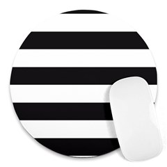 Black And White Large Stripes Goth Mime French Style Round Mousepads by genx