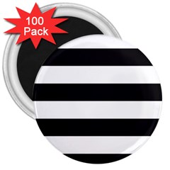 Black And White Large Stripes Goth Mime French Style 3  Magnets (100 Pack) by genx