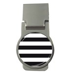 Black and White Large Stripes Goth Mime french style Money Clips (Round)  Front