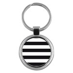 Black and White Large Stripes Goth Mime french style Key Chain (Round) Front