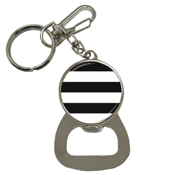 Black and White Large Stripes Goth Mime french style Bottle Opener Key Chain